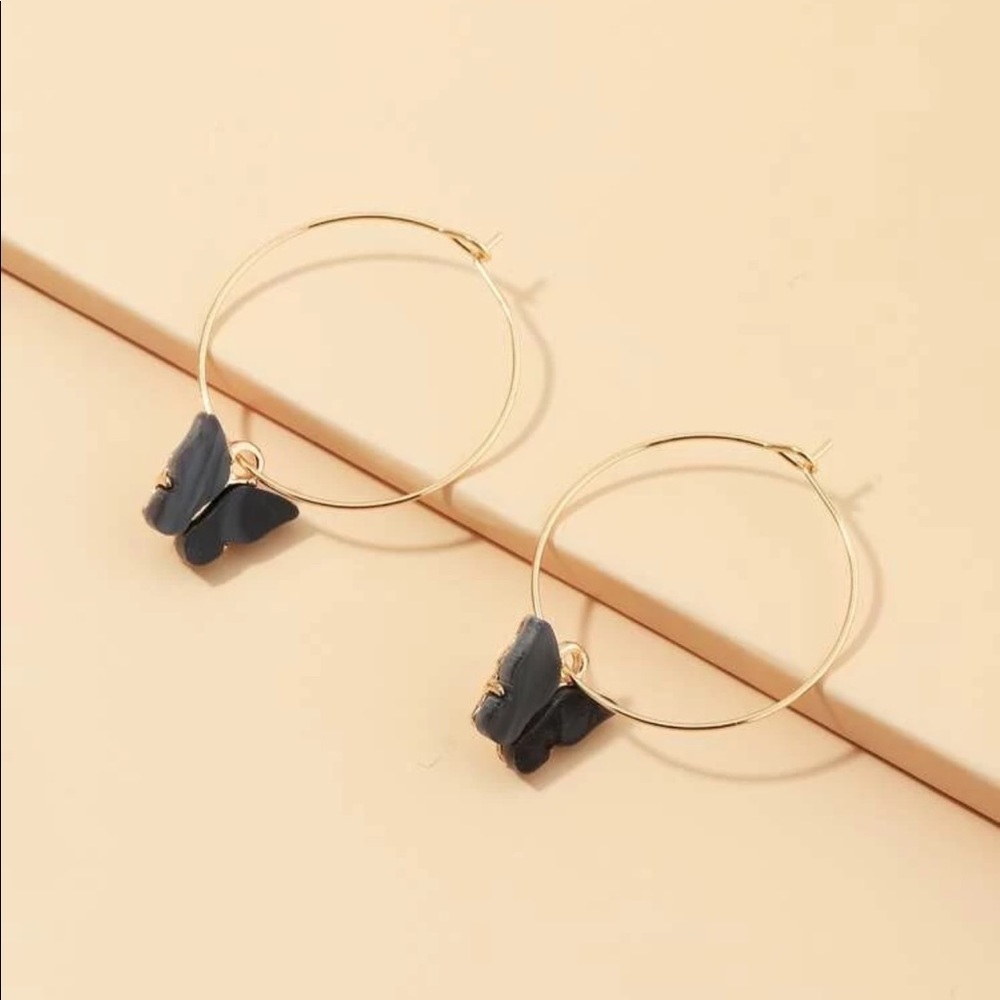 3/$30 🖤 Acrylic Butterfly Hoop Earrings